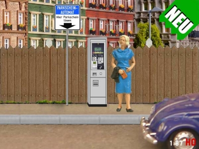 1/87 Track H0 Parking ticket machine + traffic signs