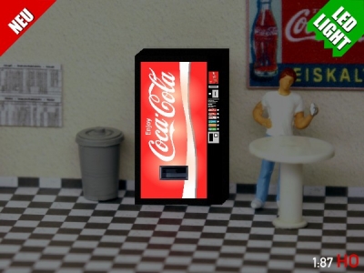 1/87 Track H0 LED 9 - 12V Coca Cola vending machine illuminated