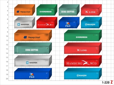 1/120 TT 16x Container 8x 20ft + 8x 40ft