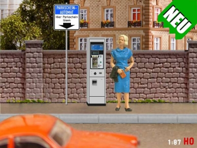 1:87 Spur H0 Parkscheinautomat + Verkehrszeichen